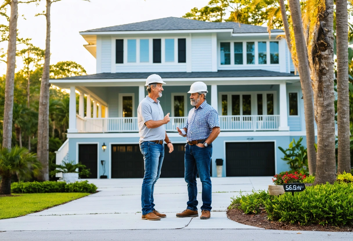 Homeowner and contractor discussing a coastal home remodel