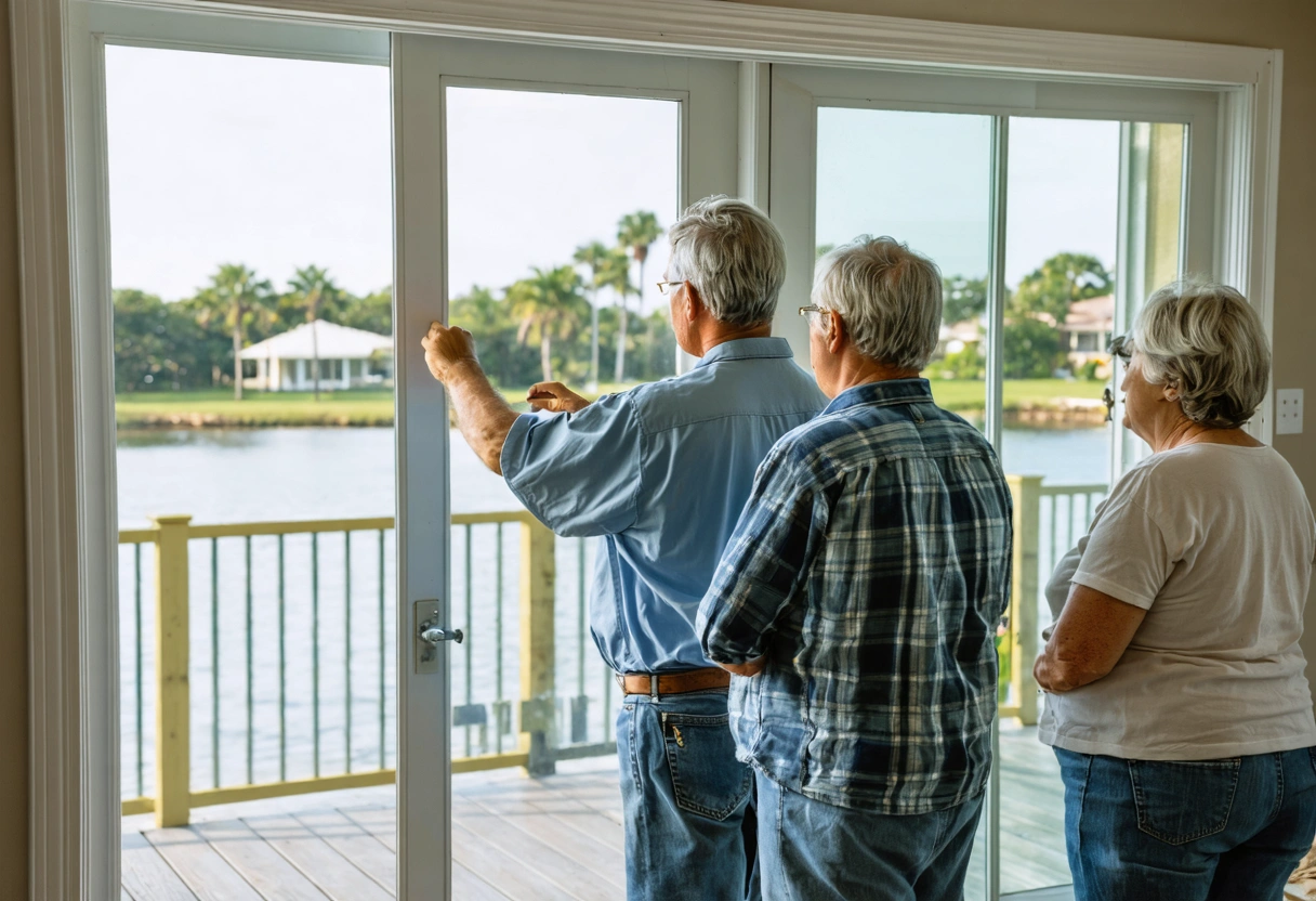Fogged window panes indicating failed seals in a Florida home