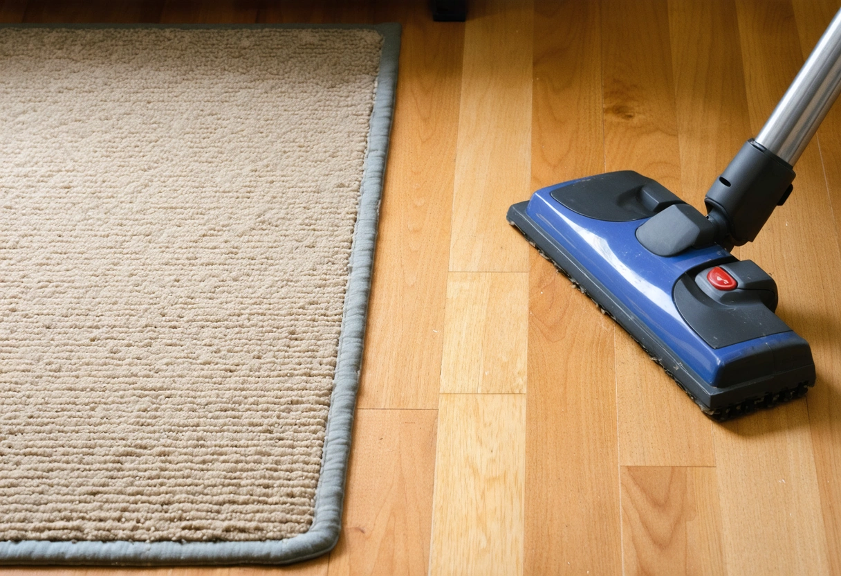 Homeowner cleaning durable flooring with a microfiber mop